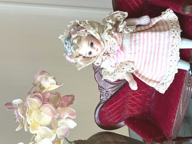 F♡アンティークミニョネット用♡ドレス&ボネのセット♡ ジャーマンアンティーク フレンチミニョネットB 11cm